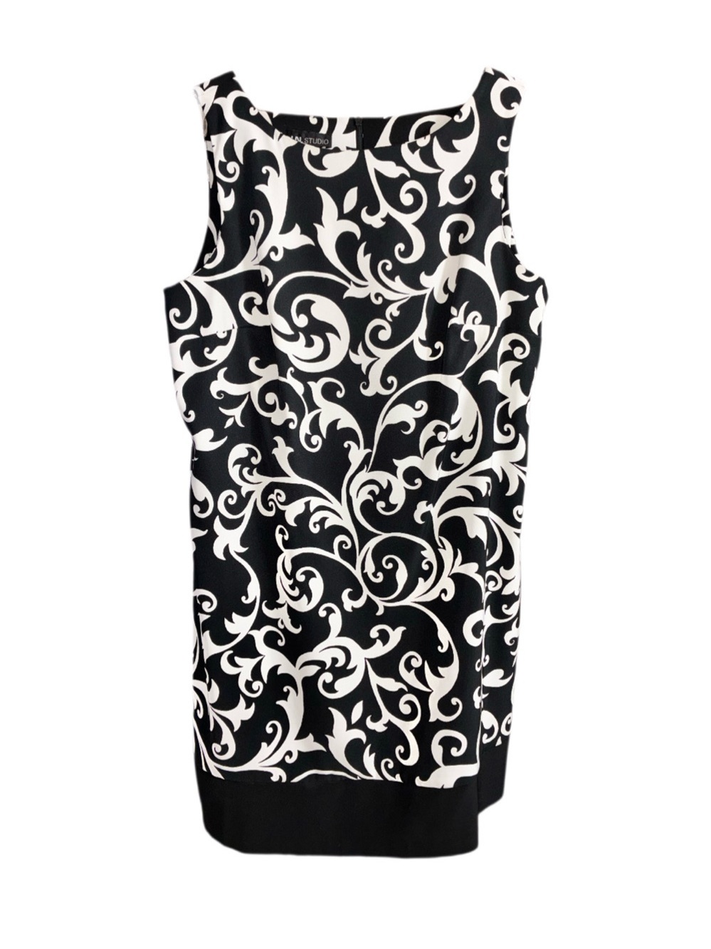 ☀️ I.N. STUDIO Black & White Scrollwork Sheath Dress
